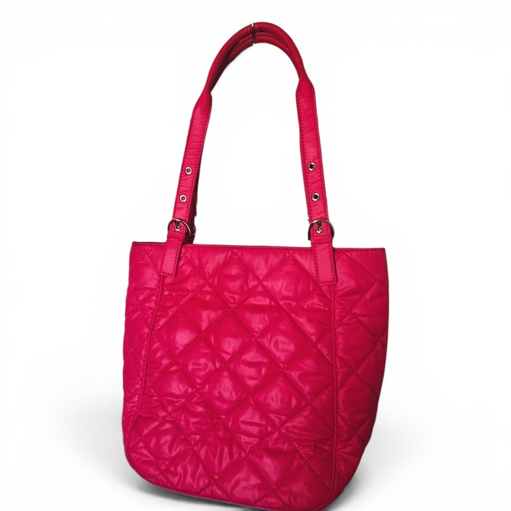 Vera Bradley Bright Pink Quilted Shoulder‎ Shopping Bag Multi Pockets